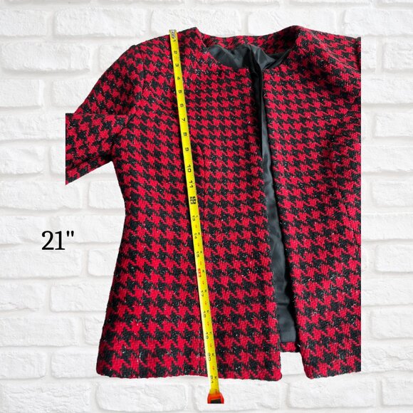 Custom Tailored Women’s Red & Black Suit Jacket | Shimmer Blazer Medium - Picture 3 of 7